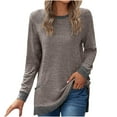 thumbnail image 1 of Bowake Womens Fall Spring Tunic Tops Color Match Crewneck Long Sleeve Shirts Casual Loose Trendy Pullover Blouse, 1 of 4