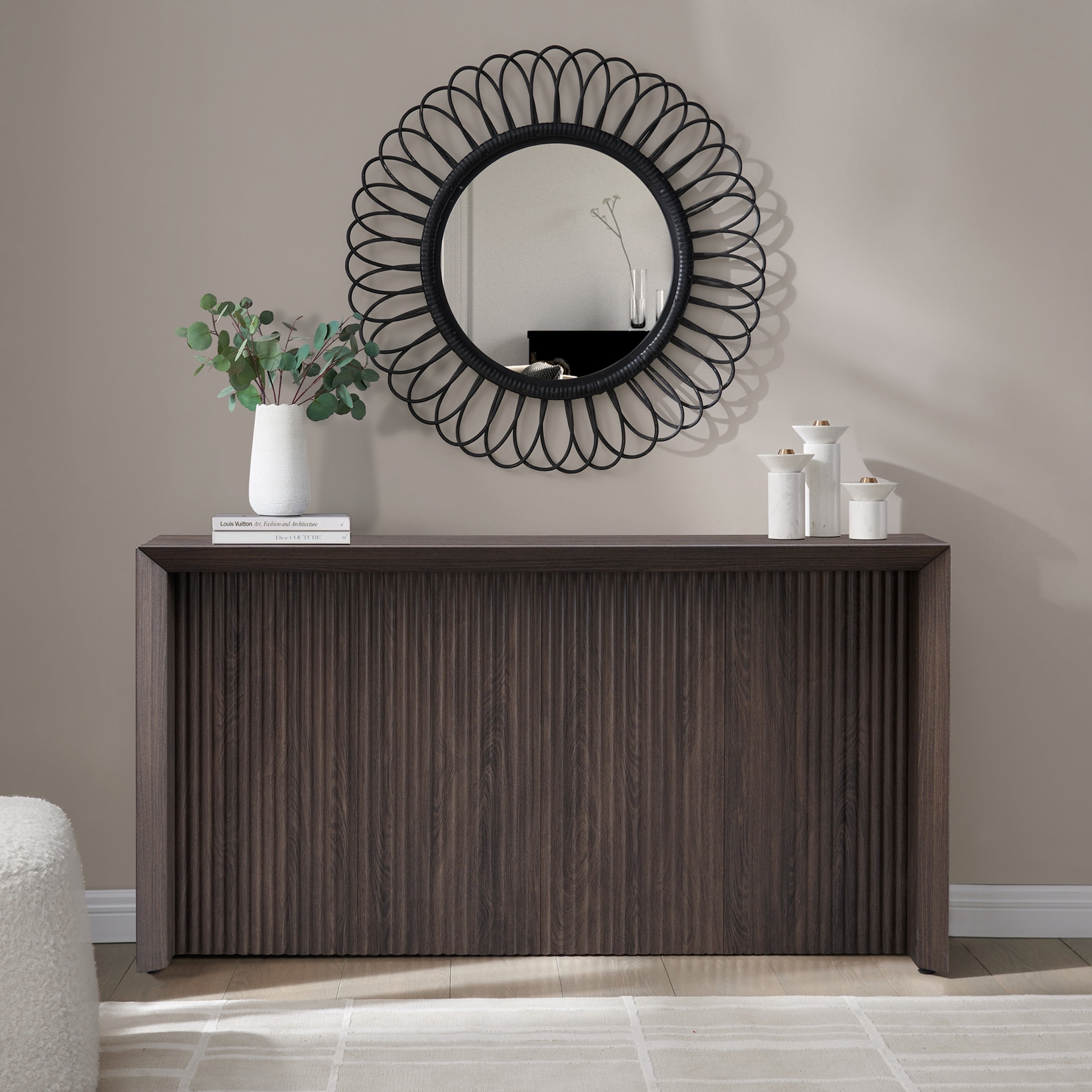 Evelyn&Zoe Modern/Contemporary 56" Wide Alder Brown Console Table