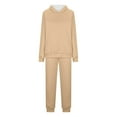 thumbnail image 6 of Bcresic 2 Piece Outfits for Women - Sherpa Fleece Lined Sweatsuits Winter Warm Solid Hoodies and Sweatpants Casual Athletic Matching Outfit(Khaki,XXL), 6 of 6