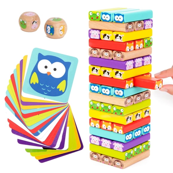 Juego de madera Tumble Tower Nene Toys Animals & Colors desde hace más de 3 años
