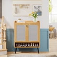 thumbnail image 2 of Rattan Shoe Cabinet, Shoes Storage Cabinet with Door, Freestanding Shoe Organizer Cabinet with Removable Shelves for Entryway, 2 of 5