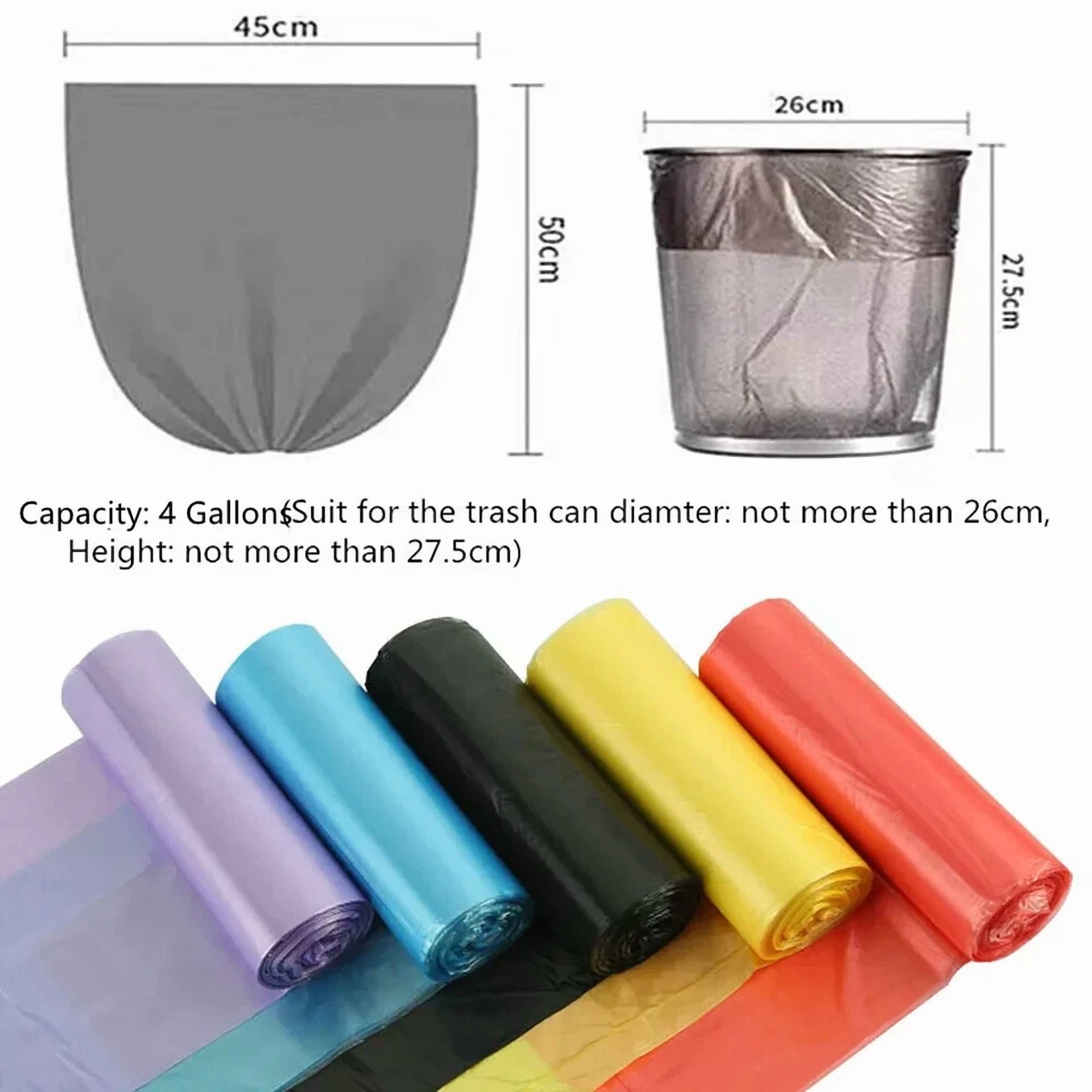 CRESTIN- 150 Pcs 4 Gallon Trash Bags Kitchen Trash Bags Small Garbage Rubbish Bags 5 Roll