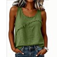 thumbnail image 2 of VBVC Women's Cotton Linen Frayed Trim Tank Tops , Ladies' Casual Summer Crew Neck Blouses , Breathable Sleeveless Shirts For Women,Army Green,S-2XL, 2 of 8