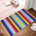 thumbnail image 4 of Honeii Yellow Blue Mexican Blanket Stripes Pattern Door Mat, Welcome Door Mats Outdoor Indoor, Stain and Fade Resistant, Non-Slip Entry Matfor Bedroom, Bathroom, Kitchen, 4 of 7