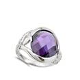 thumbnail image 4 of CHOOSE YOUR COLOR Large Simulated Amethyst Wide Ring .925 Sterling Silver Band Purple CZ Female Size 10, 4 of 4