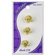 Le Bouton 1/2" Bright Gold with Stone Center Shank, 3 Count