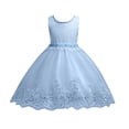 thumbnail image 4 of Fesfesfes Toddler Girls Solid Color Embroidery Hollow Out Lace Sequins Birthday Party Flowers Gown Kids Dresses, 4 of 7