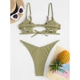 thumbnail image 4 of ZAFUL Women Swimsuit Ribbed Star Shaped Bikini Swimwear Light Green M, 4 of 6