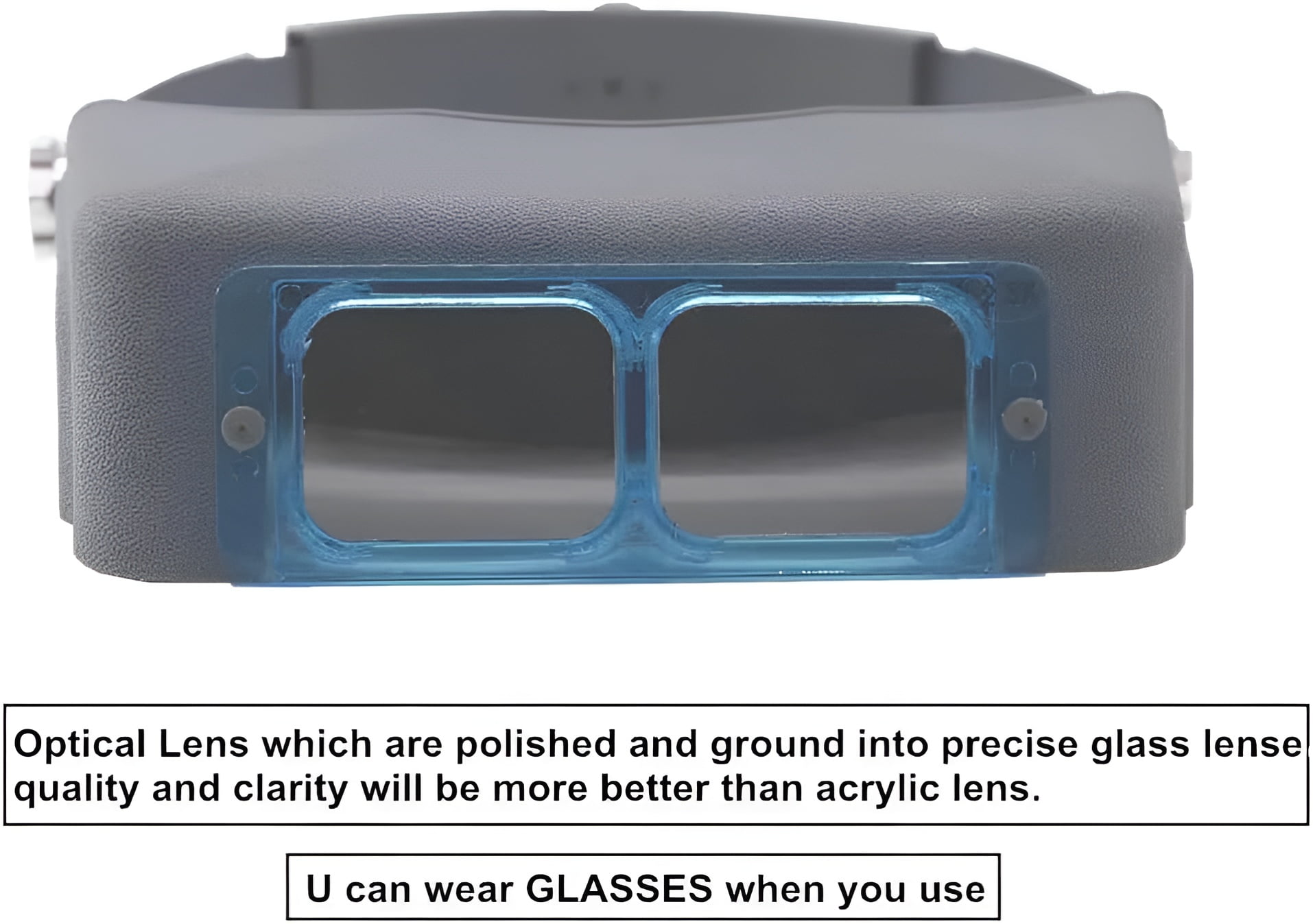 Headband Magnifier,Double Lens Head Mounted Reading Magnifier,Jewelry Visor Opitcal Glass Binocular Magnifier