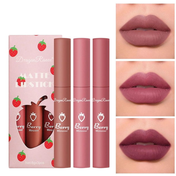 CAIROYAR Mousse de bayas, 3 piezas, brillo de labios mate aterciopelado, X3M6 ё⭐