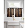 thumbnail image 2 of Half Window Curtain 36 Inches Long, Black Brown Board Window Treatment Curtain Drapes, Vintage Chic Shabby Wooden Grain Small Tier Curtains for Bathroom Over Sink, 27.5"x36", 2 Panels, 2 of 7