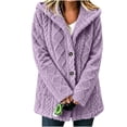 thumbnail image 4 of Perfectbot Women's Sherpa Hooded Coat, Button Down Chunky Cable Warm Winter Outerwear with Pockets, 4 of 8