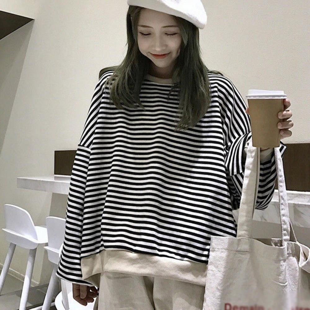 Details about   Woman Long Sleeve T-Shirt Cotton Harajuku Kawaii Clothing Korean Ulzzang 