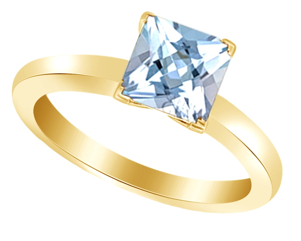 4 Cttw Jewel Zone US Oval Shape Simulated Aquamarine Solitaire Ring in 10k Solid Gold 