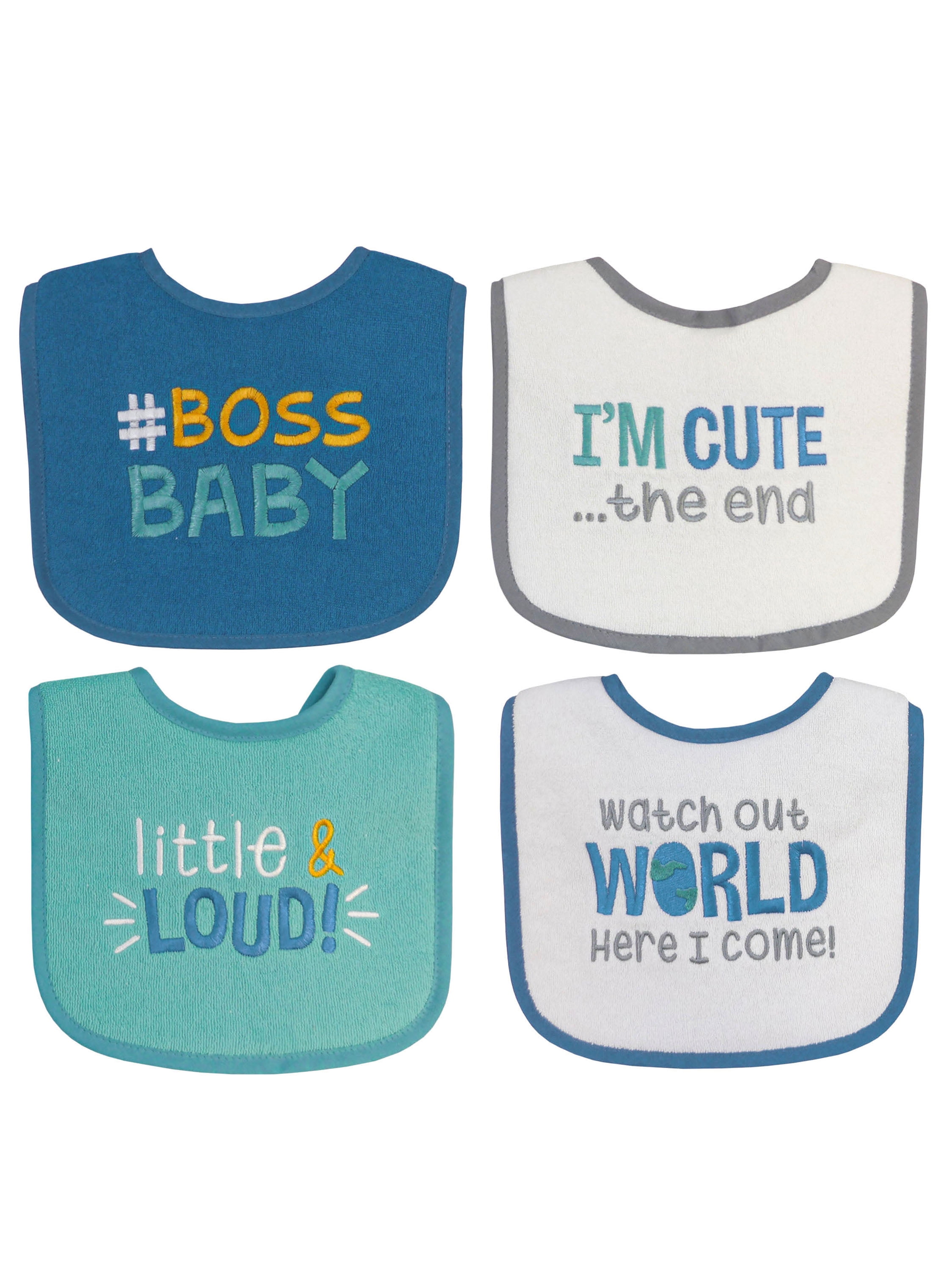 Parents Choice Baby Boys Attitude Bibs, 4-Pack