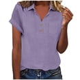 thumbnail image 4 of Vinsonshop Women's Polo Shirts Short Sleeve V Neck Summer Tops Business Casual Collared Shirts Loose Tees (S-3XL), 4 of 9