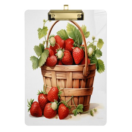 Acrylic Clipboards Strawberry with Leaves A4 Standard Size Clipboard 12.5" X 9" Clip Board for Office School Teacher Women Men