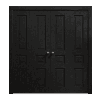 Sliding Closet Double Bi-fold Doors 96 x 80 inches | Ego 5012 Painted Black Oak | Sturdy Tracks Moldings Trims Hardware Set | Wood Solid Bedroom Wardrobe Doors