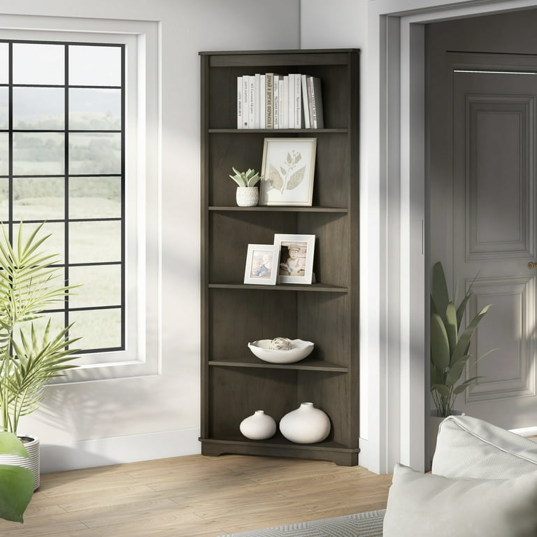 Furniture of America Marbella Transitional 5 Shelf Corner Bookcase