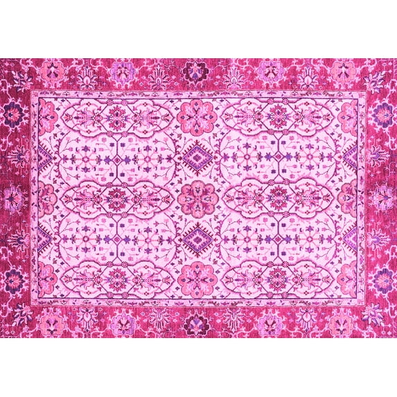 Ahgly Company Indoor Rectangle Abstract Pink Modern Area Rugs, 2' x 5'