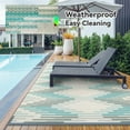 thumbnail image 3 of SIXHOME Outdoor Rug Carpet 5'x8' Waterproof Reversible Patio Rug Portable Modern Indoor Outdoor Rug Plastic Straw Rug for RV Camping Garden Picnic Deck Backyard Boho Porch Decor Teal and Gray, 3 of 7