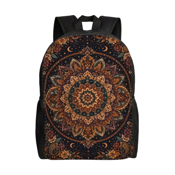 Boho Mandala Celestial Backpack Full Front Print Travel Laptop Bag for Men and Women