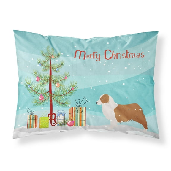 Australian Shepherd Dog Merry Christmas Tree Fabric Standard Pillowcase