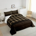 thumbnail image 4 of Vintage Comforter Sets,Rustic Bedding Set ,Farmhouse Plaid Check Quilt Set for Cabin Lodge,Geometric Lattice Duvet Insert with 1 Pillow Sham Warm,Twin,Brown, 4 of 6