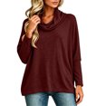 thumbnail image 4 of Cowl Neck Batwing Sleeve Tunic for Women Ghalytn Loose Draped Long Sleeve - Casual Blouse, 4 of 6
