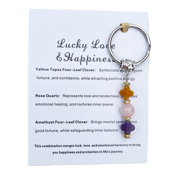 Natural Healing Crystal Stone Keychain Gift Happiness Success Protection for Women Men Crystals Keyring