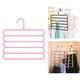 thumbnail image 5 of Perchas de 5 niveles para pantalones, organizador de ropa, ahorra espacio, antideslizantes para jeans Rosa, 5 of 9