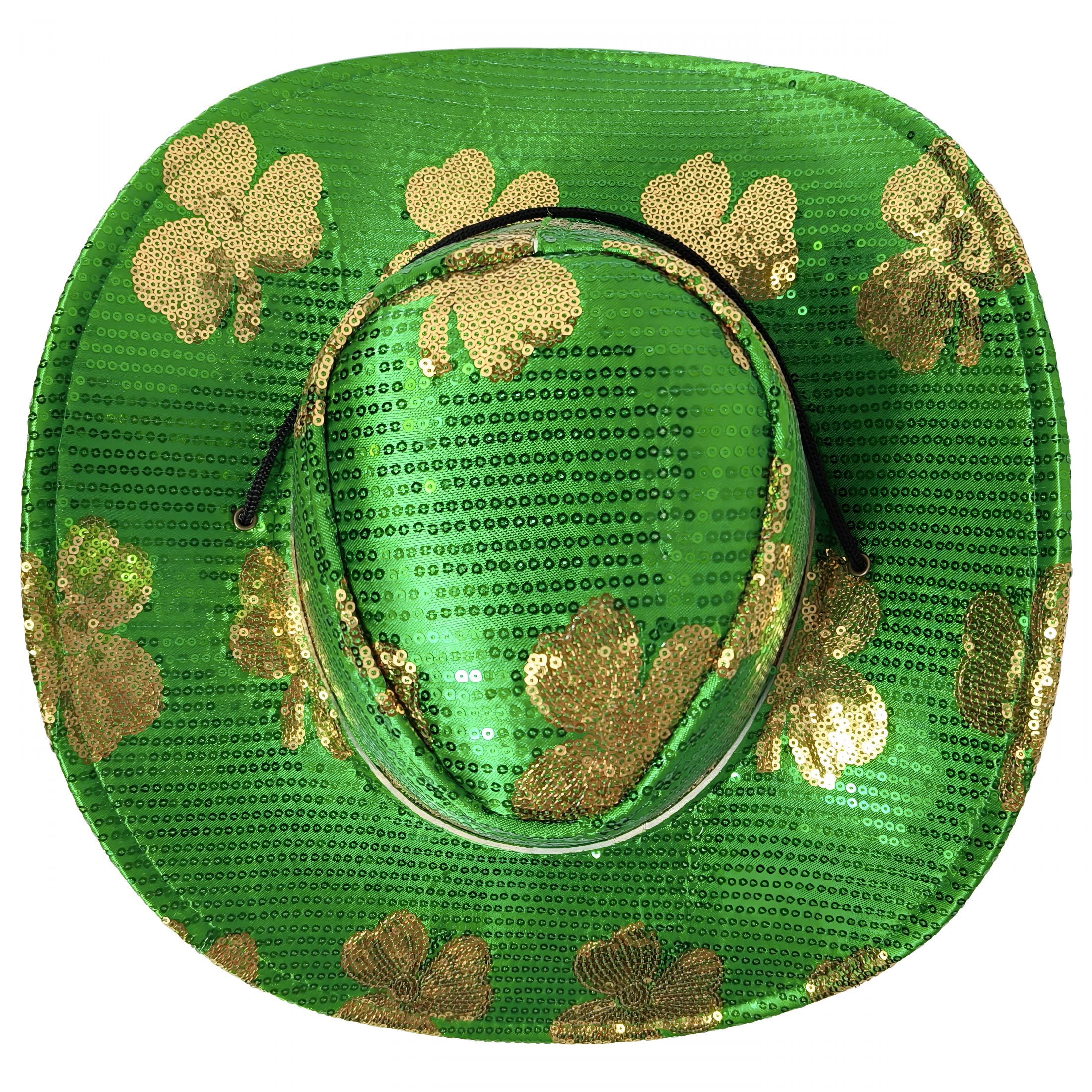 TELOLY 2026 New Green and Gold Sequin Cowboy Hat,St. Patrick'S Day Hat for Party,Parade,Festival,Costume,Celebration