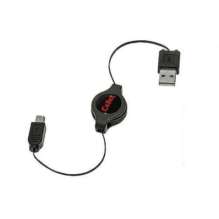 Retractable 2 1/2 Ft. Long Mini USB Data Cable for GoPro Hero 1/2/3, GPS Systems, Mini USB Compatible Digital Cameras and Cellphones