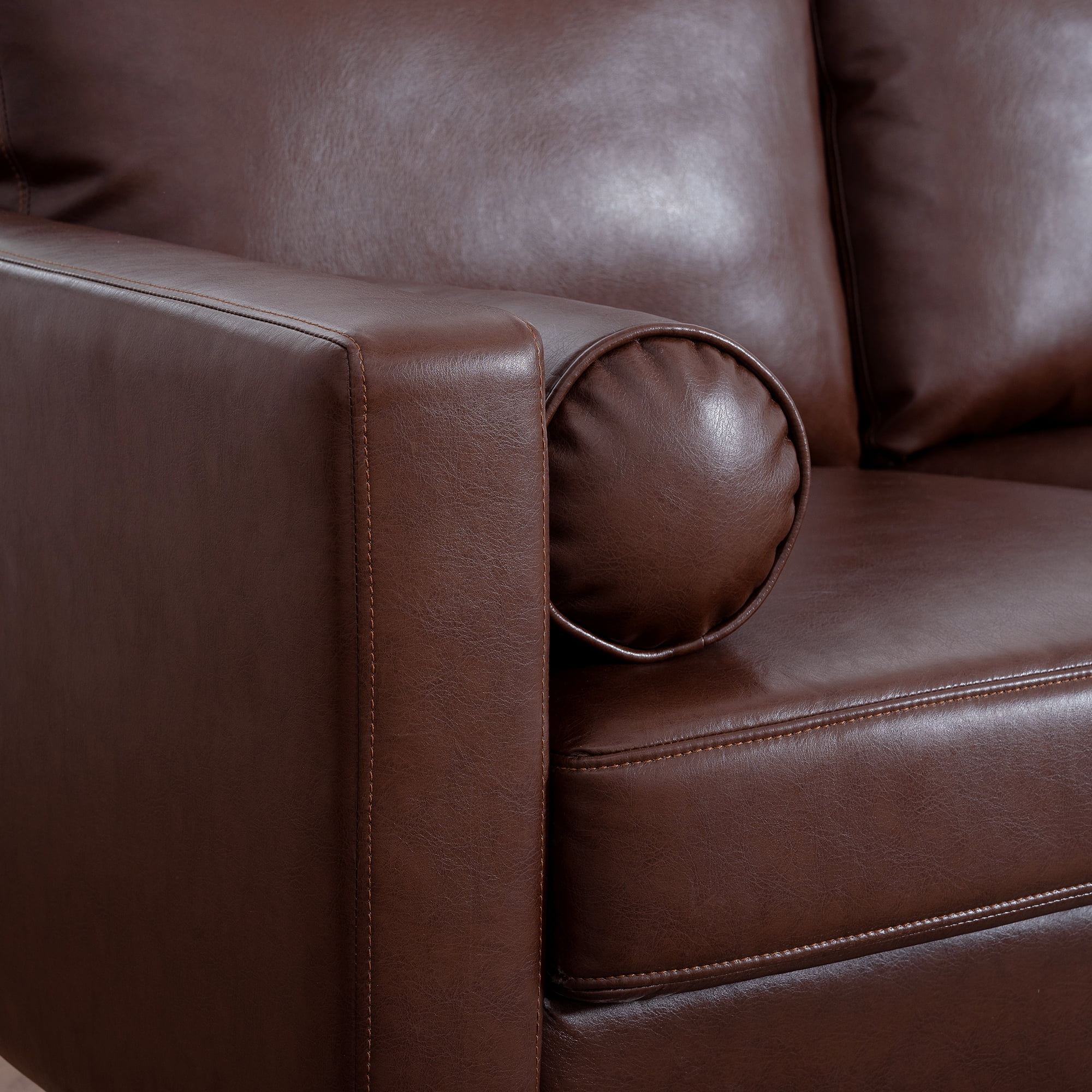 YYAo Extra Deep Filled Sofa, Upholstered Futon with Armrests and Legs for Living Room, Apartment, Brown YYAo Extra Deep Filled Sofa, Upholstered Futon with Armrests and Legs for Living Room, Apartment, Brown