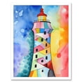 thumbnail image 1 of Lighthouse Concept With Rainbow Colour Sky Folk Art Watercolour Painting Art Print Framed Poster Wall Decor 12x16 inch, 1 of 5