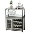 thumbnail image 2 of AOILE Wine Bar Cabinet with Detachable Wine Rack - Includes Glass Holder, 1 Drawer, Mesh Door, Small Sideboard & Buffet Cabinet for Liquor and Glasses, Rustic Brown/White/Grey/Dark Wood/Black, 2 of 9