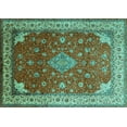 thumbnail image 1 of Ahgly Company Machine Washable Indoor Rectangle Medallion Turquoise Blue Traditional Area Rugs, 7' x 9', 1 of 4