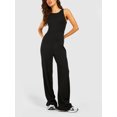 thumbnail image 3 of Women's Spring Summer Long Jumpsuit Sleeveless Crewneck Solid Color Club Bodysuit, 3 of 7