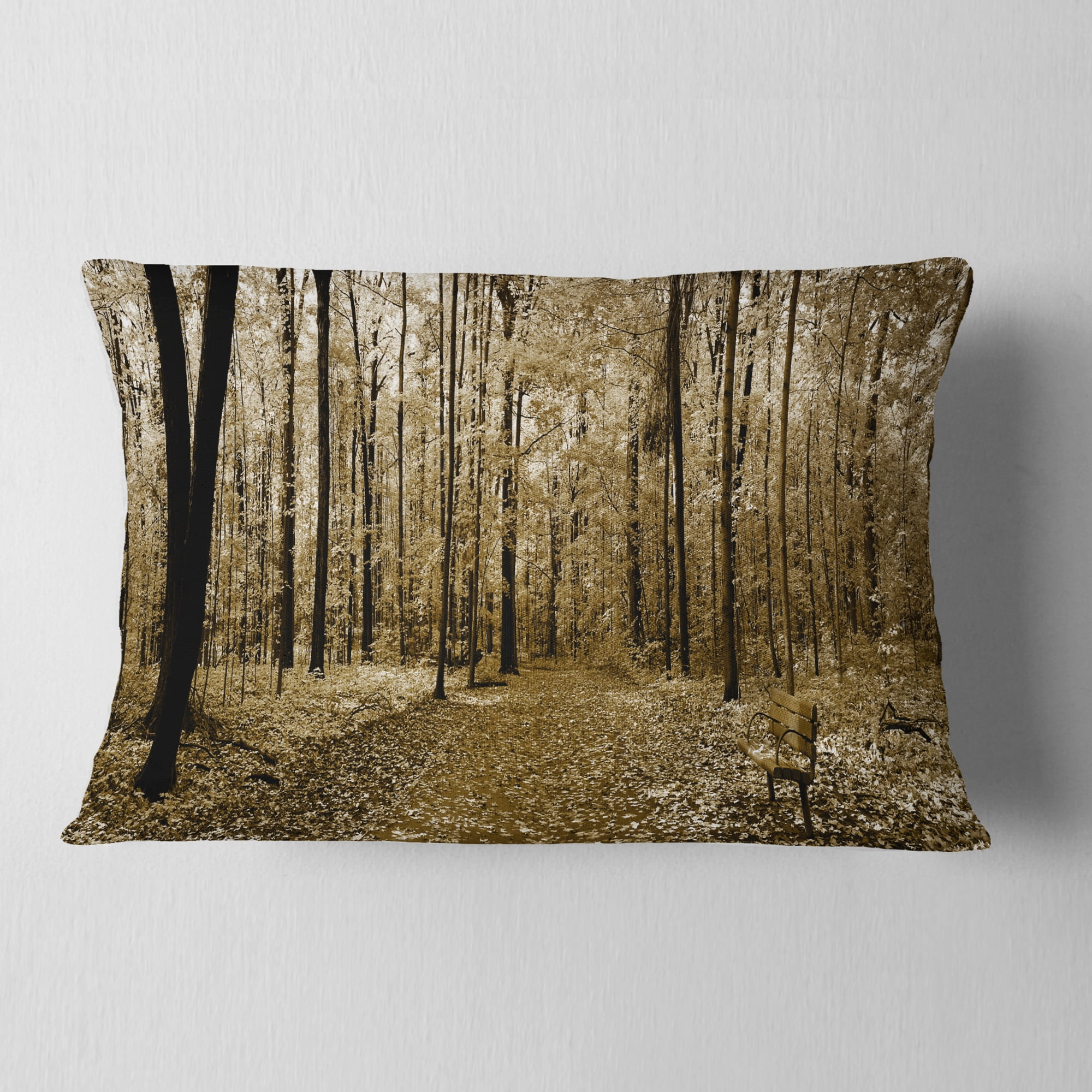 Designart Wooded Forest Panoramic View - Modern Forest Throw Pillow - 12x20