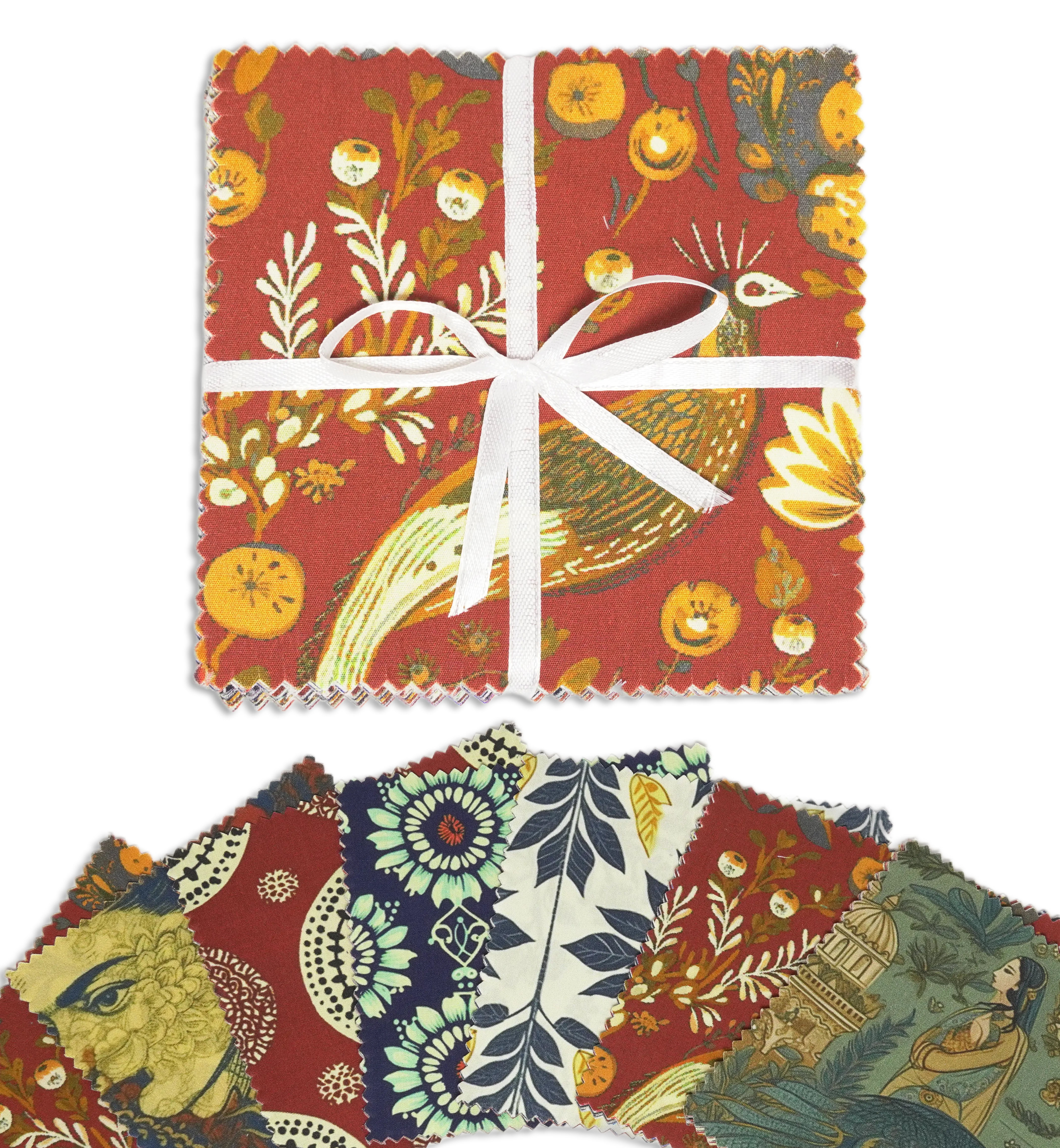 Soimoi Precut 10-inch Leaves & Floral Prints Cotton Fabric Bundle Quilting Squares Charm Pack DIY Patchwork Sewing Craft