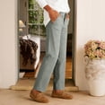 thumbnail image 5 of Women's Daily Elastic Waist Straight Leg Pants with Pockets Solid Color Loose Trousers, 5 of 7