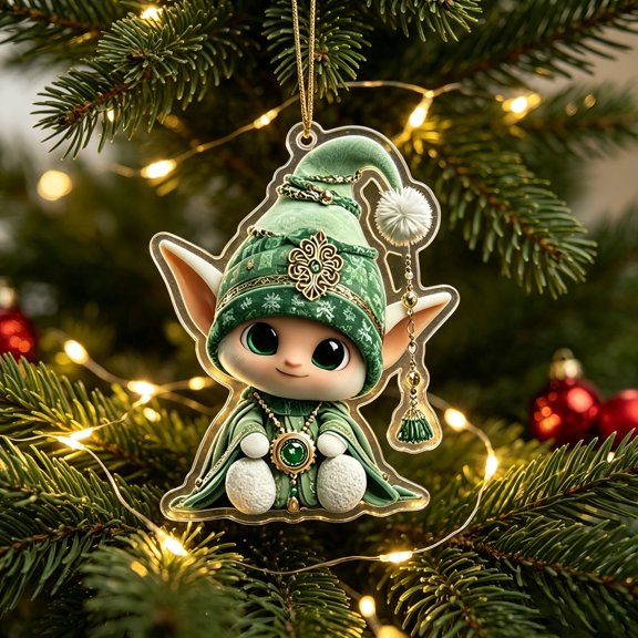 Christmas Flat Acrylic Ornaments, Cute Mini Hanging Pendants Xmas Tree Decorations, Car Interior Rearview Mirror Hanging Decor Festive Small Gift, C