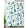 thumbnail image 2 of Seahorse Coral Shell Shower Curtain, Starfish Ocean Turquoise Retro Waterproof Shower Curtain Set with 12 Hooks Lightweight Washable Fabric Shower Curtains for Bathroom 60x72 Inches, 2 of 6