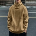 thumbnail image 1 of Ceisia Warm Mens Loose Fit Solid Color Gaiter Hood Pullover Sweatshirt Gifts, 1 of 4
