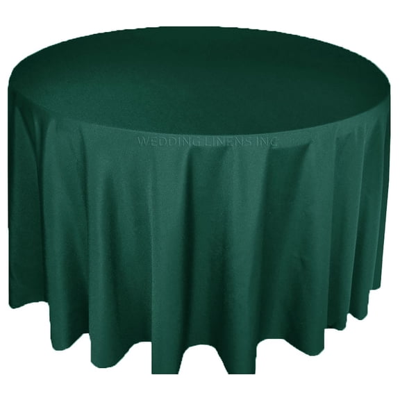 Wedding Linens Inc. 120'' Round Premium(200 GSM) Polyester Linen Tablecloth - Hunter Green / Holly Green