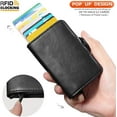 thumbnail image 2 of Card Holder, Men Credit Card Holder, Slim Card Case Front Pocket Anti-theft-RFID Auto Pop up Travel Thin Wallets for Men, 2 of 5