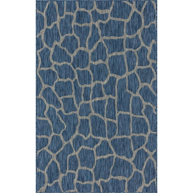 Unique Loom Outdoor Safari Giraffe Design Rug 5' x 8' Rectangle Blue/Ivory