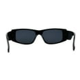 thumbnail image 4 of Mod Narrow Rectangle Plastic Thick Temple Minimal Sunglasses All Black, 4 of 4