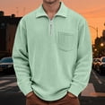 thumbnail image 2 of XUANTAOO Polo Shirts for Men Long Sleeve Corduroy Quarter Zipper Polo Tees Lightweight Green Clothes for Men, 2 of 5