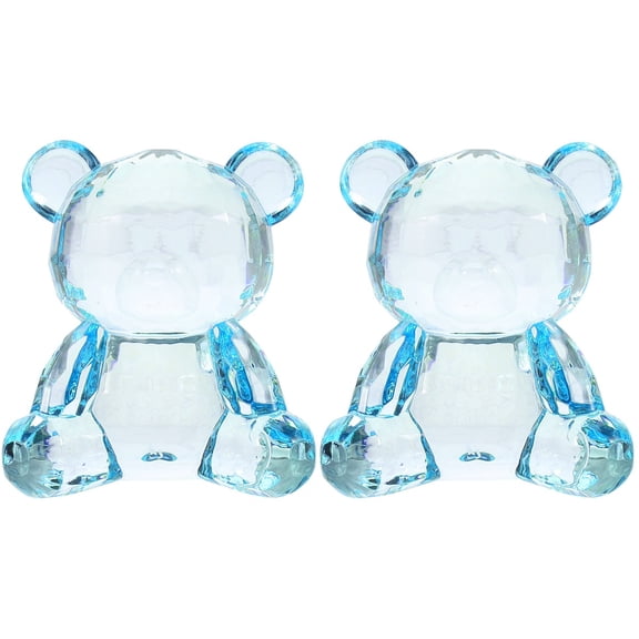 Set of 2 Garden Bear Ornament Stuffed Animal Weighted Toy Child Blue